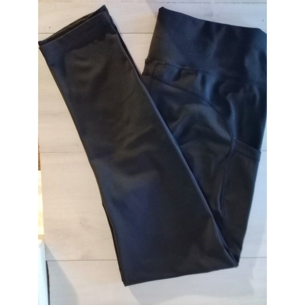 Women's Black Leggings Sz XL Phone Pockets Workout Athletics GUC